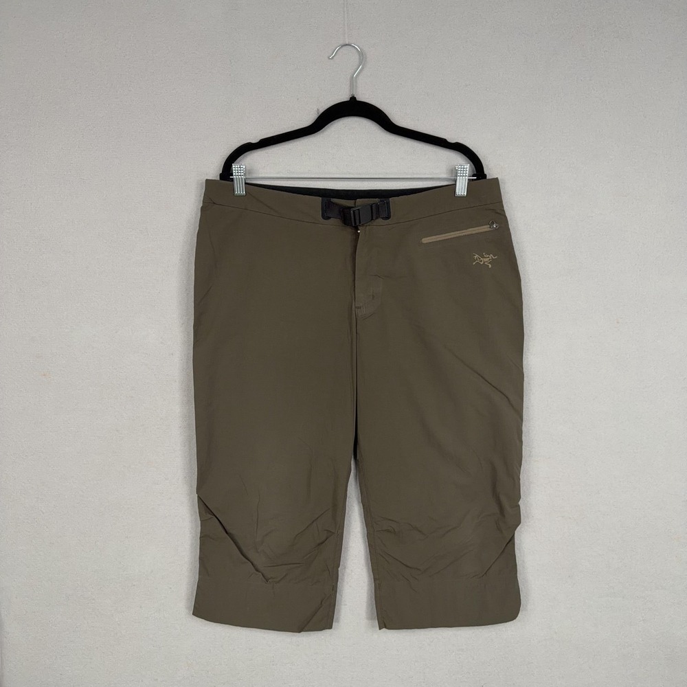 Arcteryx Capri Pants Womens 14 Olive Green Hiking Nylon Stretch Cropped